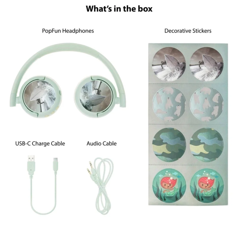 Teal BuddyPhones POP Fun Wireless Headphones With Stickers - Picture 2 of 4